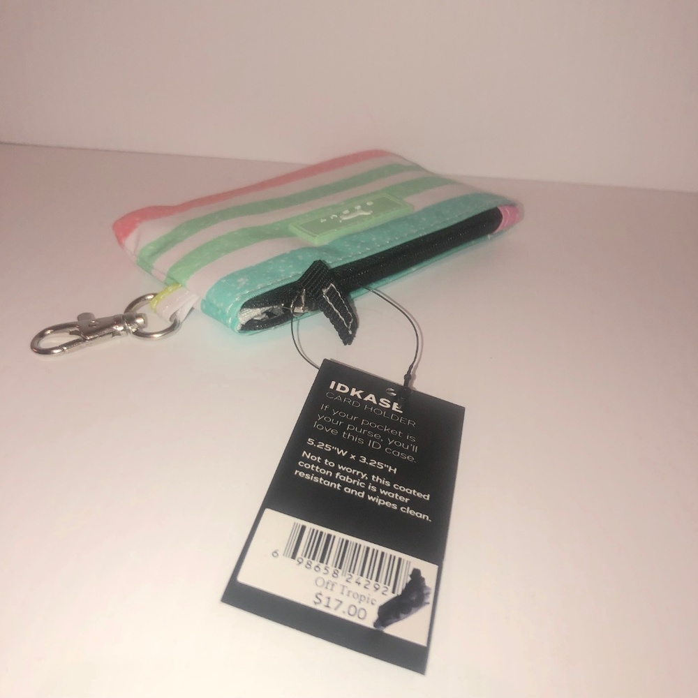 Scout Striped Wallet in Mint, White, and Pink - Picture 6 of 7